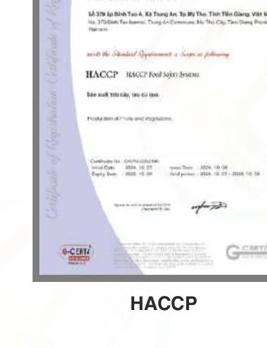 HACCP certificate issued to Loc Phat Fruits